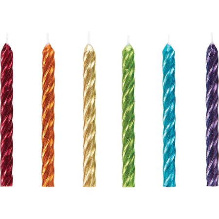 Creative Converting Rainbow Metallic Spiral Candles, 2.25", 288PK 347182